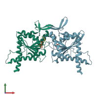 PDB entry 4kva coloured by chain, front view.