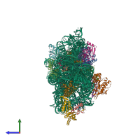 PDB entry 4kvb coloured by chain, side view.