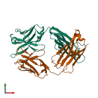 PDB entry 4kvc coloured by chain, front view.