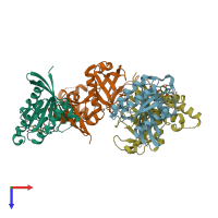 PDB entry 4kvg coloured by chain, top view.