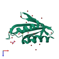 PDB entry 4kvh coloured by chain, top view.