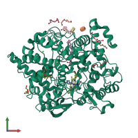 PDB entry 4kvl coloured by chain, front view.