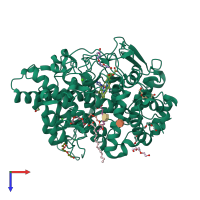 PDB entry 4kvl coloured by chain, top view.
