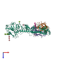 PDB entry 4kvn coloured by chain, top view.