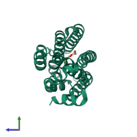 PDB entry 4kvr coloured by chain, side view.