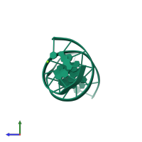 Homo dimeric assembly 1 of PDB entry 4kw0 coloured by chemically distinct molecules, side view.