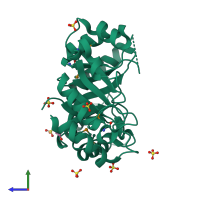 PDB entry 4kw2 coloured by chain, side view.