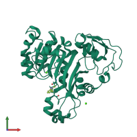 PDB entry 4kw7 coloured by chain, front view.