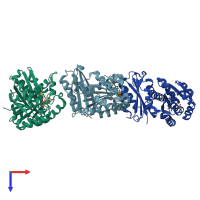 PDB entry 4kwe coloured by chain, top view.