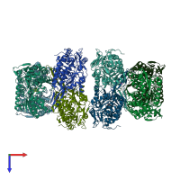 PDB entry 4kwf coloured by chain, top view.