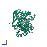 PDB entry 4kwo coloured by chain, side view.