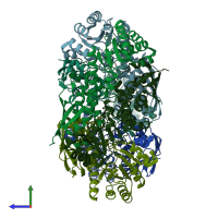 PDB entry 4kwv coloured by chain, side view.