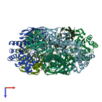 PDB entry 4kww coloured by chain, top view.