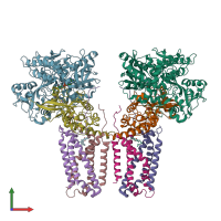 PDB entry 4kx6 coloured by chain, front view.
