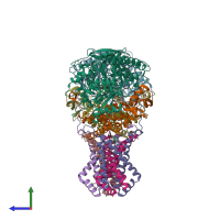 PDB entry 4kx6 coloured by chain, side view.