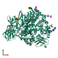 PDB entry 4kxa coloured by chain, front view.