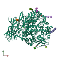 PDB entry 4kxd coloured by chain, front view.