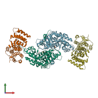 PDB entry 4kxk coloured by chain, front view.