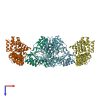 PDB entry 4kxk coloured by chain, top view.