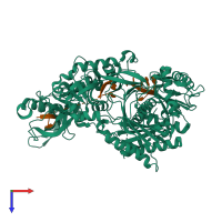 PDB entry 4kxt coloured by chain, top view.