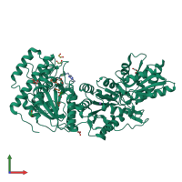 PDB entry 4kxu coloured by chain, front view.