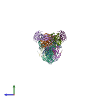 PDB entry 4kxz coloured by chain, side view.