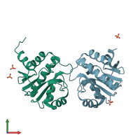 PDB entry 4kyb coloured by chain, front view.