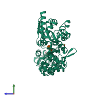 PDB entry 4kyc coloured by chain, side view.