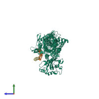 PDB entry 4kyt coloured by chain, side view.