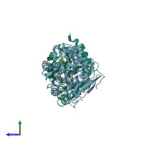 PDB entry 4kyv coloured by chain, side view.