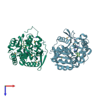 PDB entry 4kyv coloured by chain, top view.