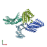 PDB entry 4kyz coloured by chain, front view.