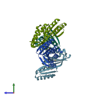 PDB entry 4kyz coloured by chain, side view.