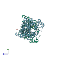 PDB entry 4kz3 coloured by chain, side view.