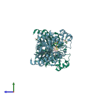 PDB entry 4kza coloured by chain, side view.