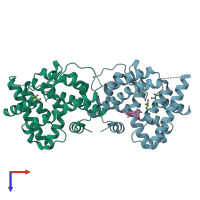 PDB entry 4kzi coloured by chain, top view.