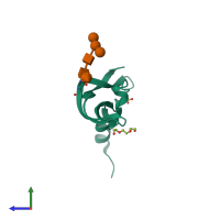 PDB entry 4kzn coloured by chain, side view.