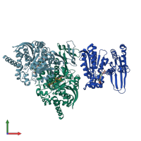 PDB entry 4kzo coloured by chain, front view.