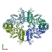 PDB entry 4kzt coloured by chain, front view.