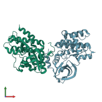 PDB entry 4l00 coloured by chain, front view.