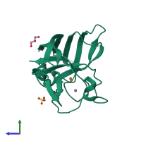 PDB entry 4l05 coloured by chain, side view.
