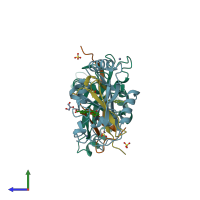 PDB entry 4l09 coloured by chain, side view.