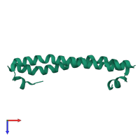 Homo dimeric assembly 2 of PDB entry 4l0n coloured by chemically distinct molecules, top view.