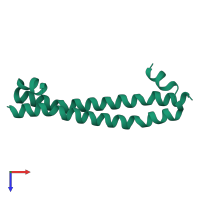 Homo dimeric assembly 4 of PDB entry 4l0n coloured by chemically distinct molecules, top view.