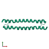 Homo dimeric assembly 6 of PDB entry 4l0n coloured by chemically distinct molecules, front view.