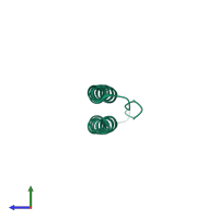 Homo dimeric assembly 6 of PDB entry 4l0n coloured by chemically distinct molecules, side view.