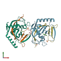 PDB entry 4l0v coloured by chain, front view.