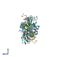 PDB entry 4l10 coloured by chain, side view.