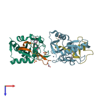 PDB entry 4l10 coloured by chain, top view.