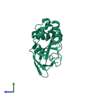 PDB entry 4l11 coloured by chain, side view.